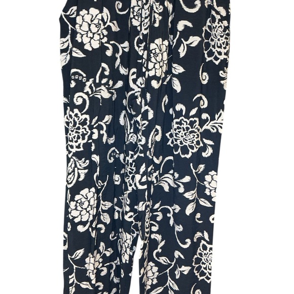 GLG Good Life Gear M Black White Floral Scroll Lounge Pants Drawstring - Picture 8 of 11